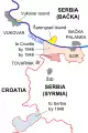 Évolution de la frontière en Syrmie et revendications autour de Vukovar.