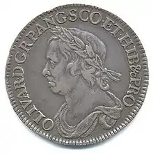 Une demi-couronne d'Oliver Cromwell datée de 1658