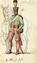 Croquis d'un hussard à Marengo, attribué à Louis François Lejeune (1800)