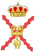 Croix de Bourgogne couronnée et muni des insigne de l'ordre de la Toison d'or.