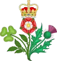 L'autre Union Badge floral, devise heraldique du Royaume-Uni (trèfle dexter, chardon sinister)