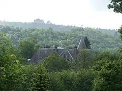 Les toits du château du Mas-Laurent.