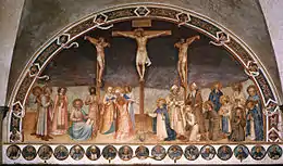 Fresque de la crucifixion aux saints par Fra Angelico. Salle capitulaire du couvent San Marco de Florence.