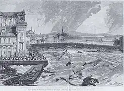 Gravure illustrant la crue de 1875.