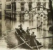 Le square durant la crue du Doubs de 1910 à Besançon