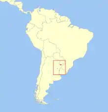Carte d'Amérique du Sud avec quelques taches rouges dispersées en Argentine