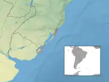 Détail de la carte du Brésil avec deux zones côtières indiquées