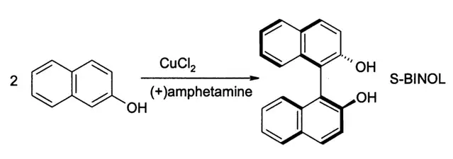 Couplage oxydant asymétrique de β-naphtol produisant du 1,1'-bi-2-naphtol.