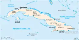 Carte de Cuba et des îles Caïman