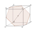 Section hexagonale du cube par le plan médiateur de [AG}