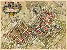 Le château sur le plan de Culemborg de 1649 par J. Blaeu