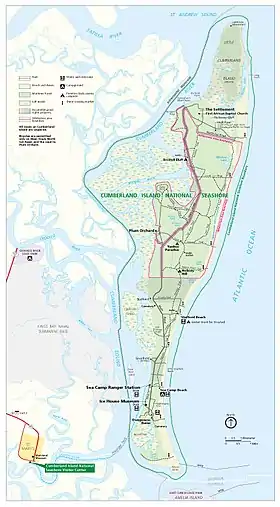 Carte de la réserve marine nationale du Cumberland Island National Seashore