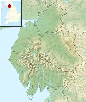 Carte du district de Cumbria avec le Lake District au centre.