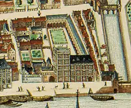 Maison Curtius vers 1642. Carte de Johannes Blaeu