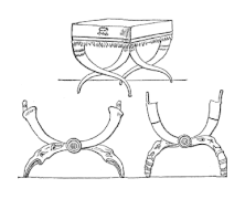 Schéma d'un siège et des pieds articulés en « x »