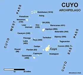 Carte des îles Cuyo.