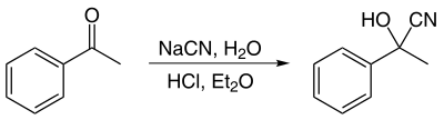 Formation d'une cyanhydrine d'acétophénone