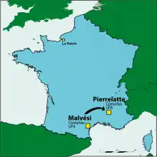 Le tétraflurorure d'uranium (UF4) produit par l'usine Comurhex de Malvési est transformé en hexafluorure d'uranium (UF6) dans l'usine Comurhex de Pierrelatte.