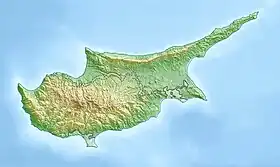 Carte topographique de Chypre avec la chaîne de Kyrenia dans le nord de l'île.