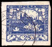 Timbre-poste de 25 couronnes émis en 1918.