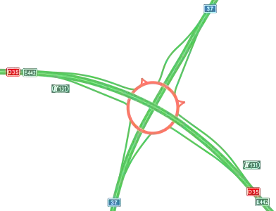 Carrefour autoroutier d'Opatovice nad Labem : plan.