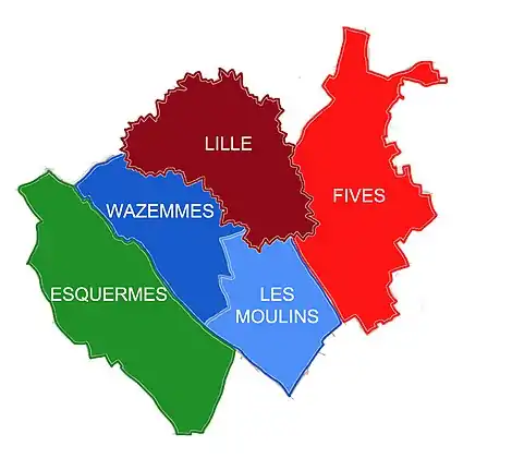 Territoire de Wazemmes et de ses communes voisines vers 1850