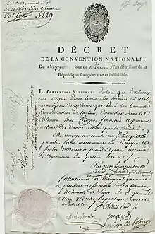 Description de l'image Décret d'abolition de l’esclavage par la Convention- Archives nationales-BB-34-1-58.jpg.