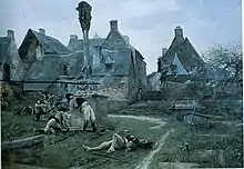 Alexandre Bloch, La Défense de Rochefort-en-Terre, 1885. Il dépeint un épisode de la Chouannerie : le deuxième combat de Rochefort-en-Terre le 26 mars 1793.