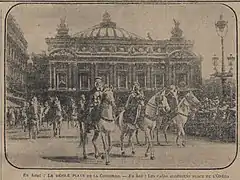 Défilé du 14 juillet 1930 à Paris : les caids algériens place de l'Opéra.