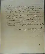 Suite de la délibération du directoire du district de Strasbourg du 18 octobre 1792 sommant George Graff de se soumettre à la décision d'éloignement d'Oberschaeffolsheim (en application de la loi du 26 août 1792 selon laquelle les prêtres réfractaires devaient « sortir du royaume sous le délai de quinze jours »).