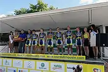 Présentation de l'équipe cycliste Vacansoleil-DCM avant le départ de la première étape du Tour du Limousin 2011 à Limoges.