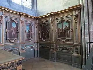 Photo des panneaux peints représentant la vie de saint Brice