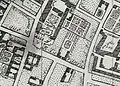 Le plan de Delagrive de 1728 fait apparaître explicitement le vaste domaine de ce qui sera la maison des bains (no 12), l'hôtel Taranne et l'hôtel de La Force.