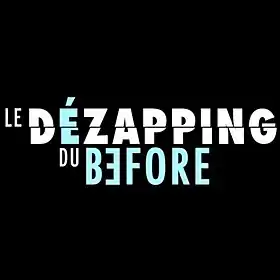 Sur fond noir, le mot dézapping écrit en blanc est coupé en deux avec le dessus légèrement décalé sur la gauche avec la lettre é écrit en bleu clair comme le mot before dont le premier e est inversé.