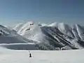 Vue du dôme de Barrot depuis les pistes de ski de la Dreccia-Adrech de Forche (2 011 m) au nord-est.