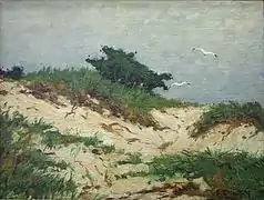 Dans les dunes, huile sur toile