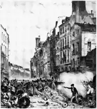 Combat de la rue Saint-Antoine durant les Trois Glorieuses (1830)..
