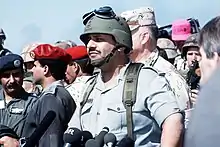 Le prince Khalid ibn Sultan ibn Abd al Aziz Al Saud commandant les forces musulmanes le 3 mars 1991 lors de la signature du cessez-le-feu.