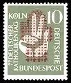 Timbre postal commémorant le 77e Katholikentag allemand à Cologne en 1956