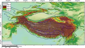 Carte de localisation de l'Himalaya (au sud).