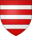 Armes des d'Eschelles (Maine) : de gueules, à trois fasces d'argent.