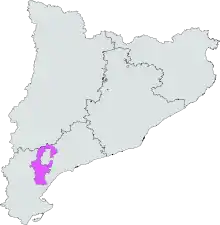 Carte montrant la situation du Montsant sur la côte catalane