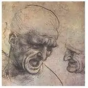 Esquisse de deux visages d'hommes en colère