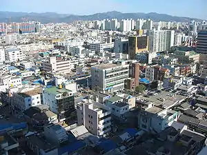 Vue de la partie nord-est de la ville de Daegu.