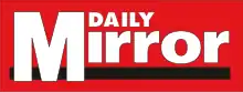 Logo du journal Daily Mirror, au titre écrit en lettres blanches sur fond rouge.