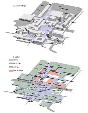 Dalle de Cergy-Préfecture : circulations.