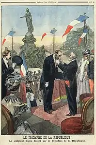 Le sculpteur Jules Dalou décoré par le président Émile Loubet (1899).
