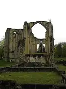 Transept nord et ruines des bâtiments conventuels.