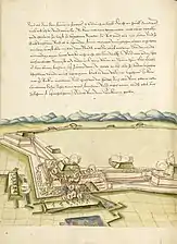 Daniel Specklin, Architectura von Vestungen, p. 72, plume, encre, aquarelle, 1583.