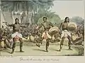 Danse des hommes dans les iles Sandwich, 1816, Bibliothèque nationale de Nouvelle-Zélande